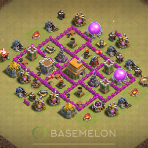 Town Hall Level 6 War Base Design 2025, Anti 3 Stars, Layout #1113