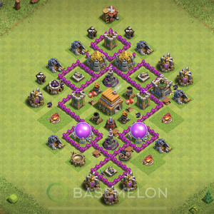 Rathaus Level 6 Verteidigung Base 2025, Max Level, Hybrid, Layout #1124