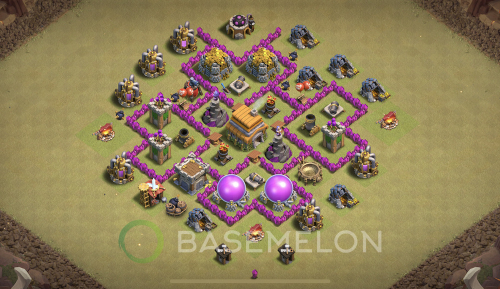 Town Hall Level 6 War Base Design 2025, Anti 3 Stars, Hybrid, Layout #1178