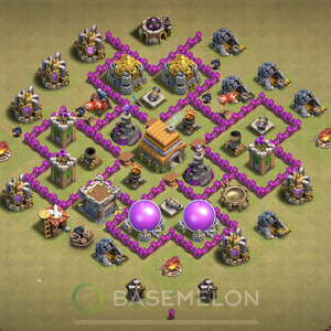 Town Hall Level 6 War Base Design 2025, Anti 3 Stars, Hybrid, Layout #1178