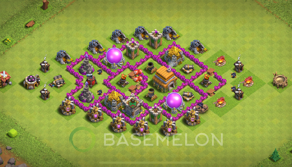 Town Hall Level 6 Farm Base Design 2025, Anti Everything, Hybrid, Layout #1189