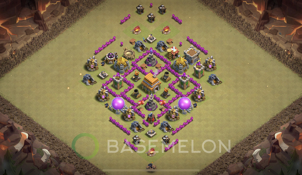 Town Hall Level 6 War Base Design 2025, Max Levels, Anti Everything, Layout #1300