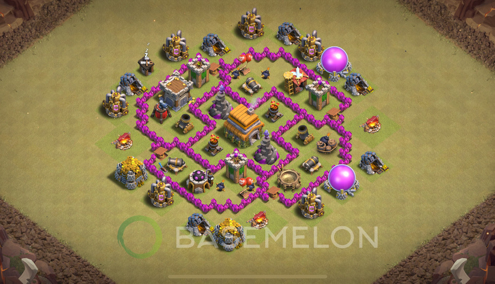 Town Hall Level 6 War Base Design 2025, Anti 3 Stars, Anti Air, Layout #1322