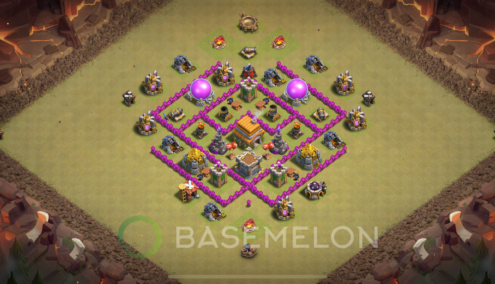 Town Hall Level 6 War Base Design 2025, Anti 3 Stars, Layout #1391