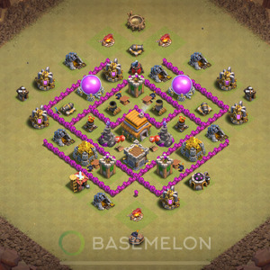 Town Hall Level 6 War Base Design 2025, Anti 3 Stars, Layout #1391