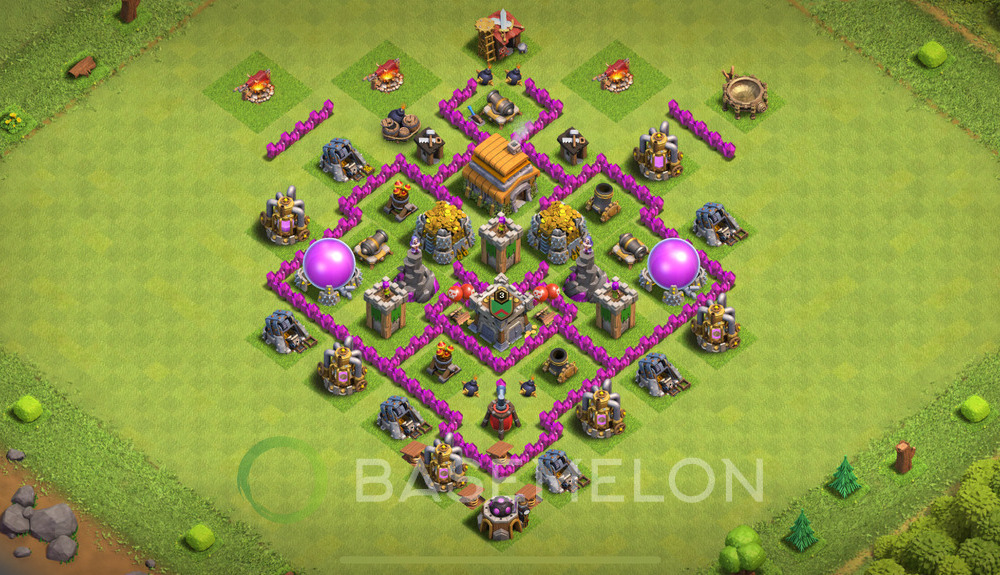 Town Hall Level 6 Trophy/Defense Base Design 2025, Anti 3 Stars, Anti Everything, Layout #1435