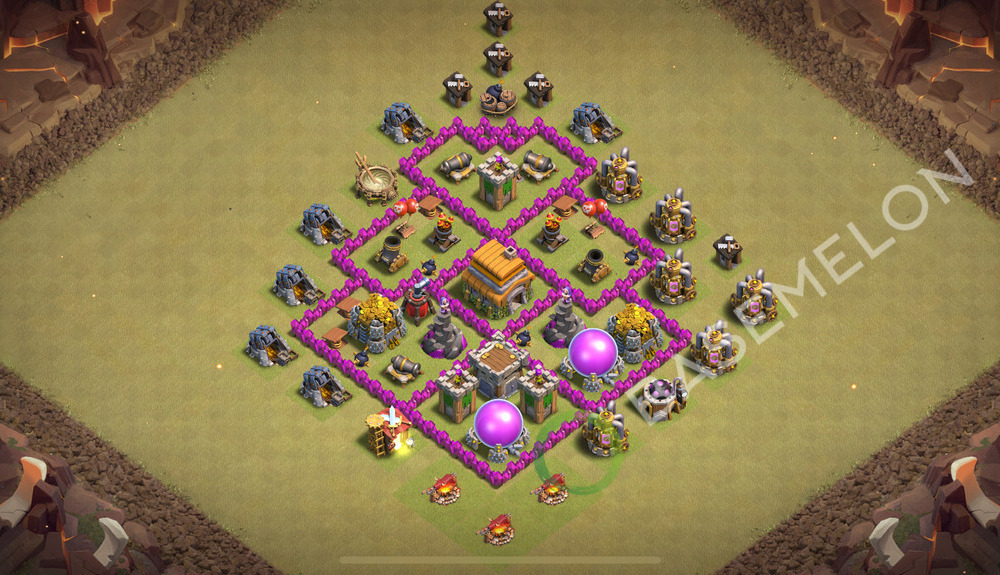 Aldea del Ayuntamiento Nivel 6 para Guerra, Anti 2 Estrellas, Anti Aéreo Diseño 2026, #1501