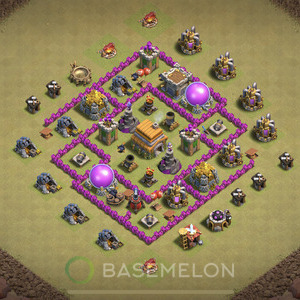 Town Hall Level 6 War Base Design 2025, Anti 3 Stars, Hybrid, Layout #1550