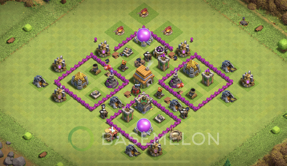 Town Hall Level 6 Farm Base Design 2025, Anti 3 Stars, Hybrid, Layout #1630