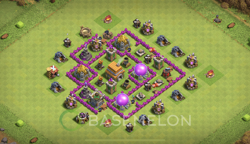Town Hall Level 6 Farm Base Design 2025, Anti 3 Stars, Hybrid, Layout #1843