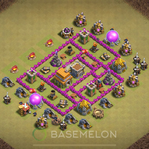 Town Hall Level 6 War Base Design 2025, Anti 3 Stars, Layout #2080