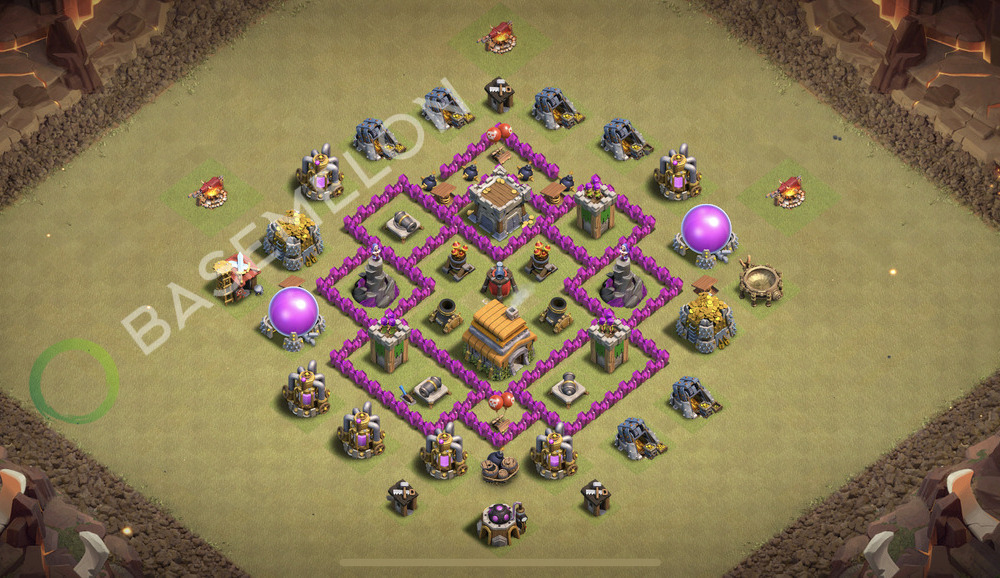Town Hall Level 6 War Base Design 2025, Max Levels, Anti Air, Layout #2337