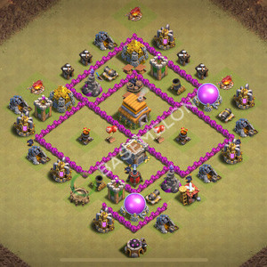 Town Hall Level 6 War Base Design 2025, Anti 3 Stars, Anti Air, Layout #2338