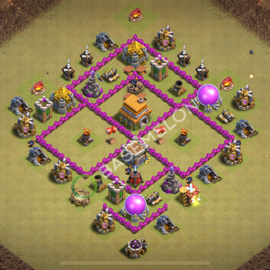 Town Hall Level 6 War Base Design 2025, Anti 3 Stars, Anti Air, Layout #2338