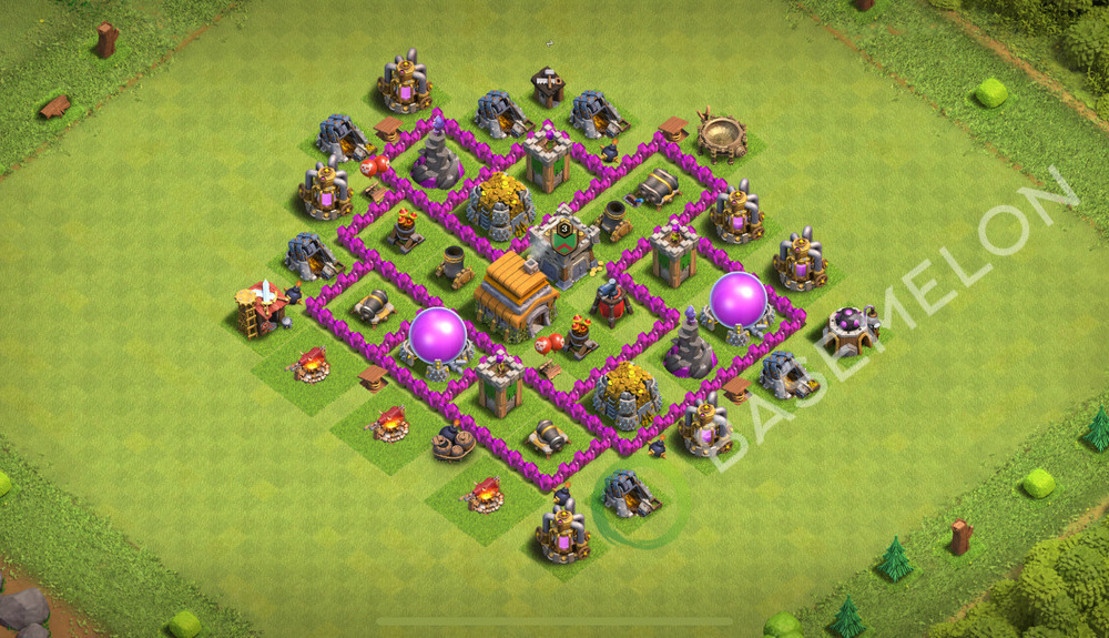 Town Hall Level 6 Farm Base Design 2026, Max Levels, Hybrid, Layout #2555