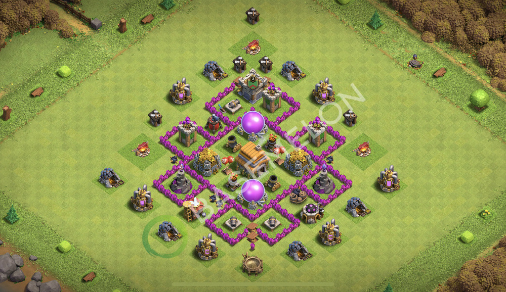 Town Hall Level 6 Farm Base Design 2026, Anti Everything, Hybrid, Layout #2885
