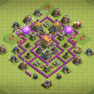 Town Hall Level 6 Trophy/Defense Base Design 2026, Anti 3 Stars, Hybrid, Layout #2933