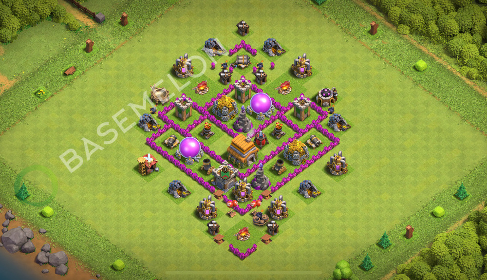 Town Hall Level 6 Trophy/Defense Base Design 2026, Anti Air, Hybrid, Layout #2935