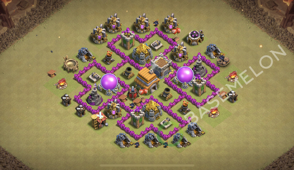 Town Hall Level 6 War Base Design 2026, Anti 2 Stars, Layout #3013
