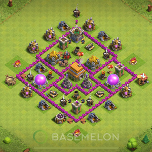 Rathaus Level 6 Verteidigung Base 2025, Anti 3 Sterne, Hybrid, Layout #318