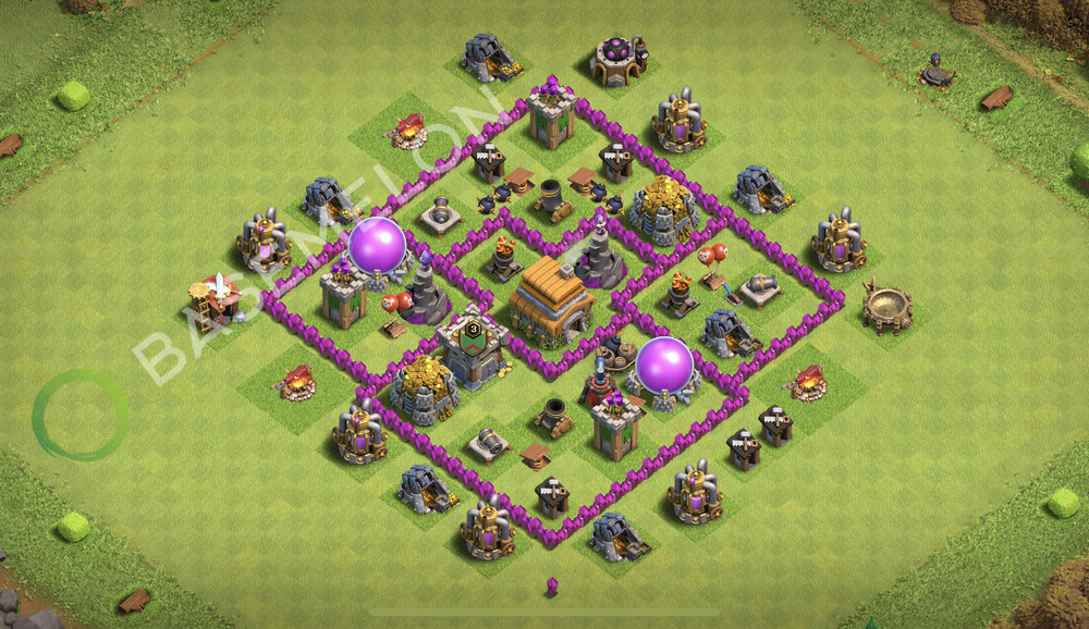 Town Hall Level 6 Trophy/Defense Base Design 2026, Max Levels, Hybrid, Layout #3195
