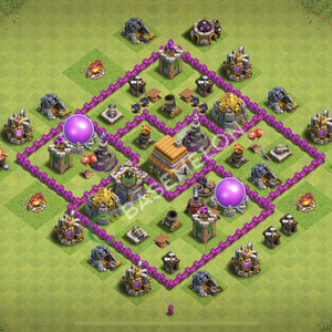 Town Hall Level 6 Trophy/Defense Base Design 2026, Max Levels, Hybrid, Layout #3195