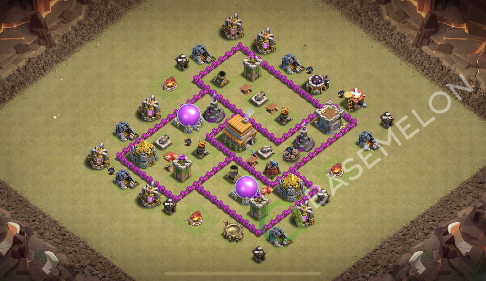 Town Hall Level 6 War Base Design 2026, Anti Everything, Hybrid, Layout #3292