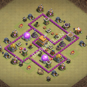 Town Hall Level 6 War Base Design 2026, Anti Everything, Hybrid, Layout #3292