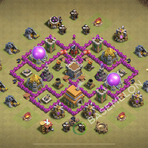 Town Hall Level 6 War Base Design 2026, Max Levels, Hybrid, Layout #3377