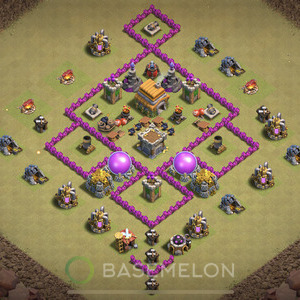 Town Hall Level 6 War Base Design, Anti 3 Stars, Anti Air, Layout #362