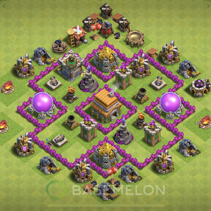 Rathaus Level 6 Verteidigung Base, Anti 2 Sterne, Anti Alles, Layout #419