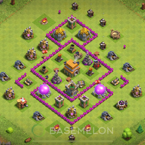 Town Hall Level 6 Trophy/Defense Base Design 2025, Anti 3 Stars, Hybrid, Layout #448