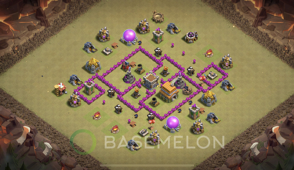 Town Hall Level 6 War Base Design 2024, Anti Everything, Layout #462