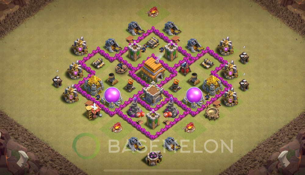 Town Hall Level 6 War Base Design 2025, Anti 3 Stars, Anti Everything, Layout #473