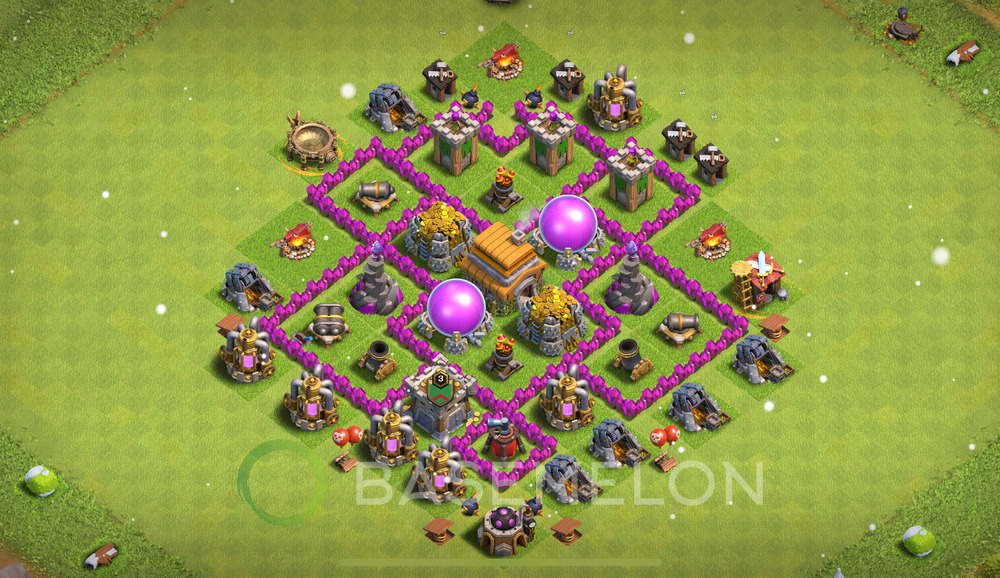 Town Hall Level 6 Farm Base Design 2024, Max Levels, Hybrid, Layout #497