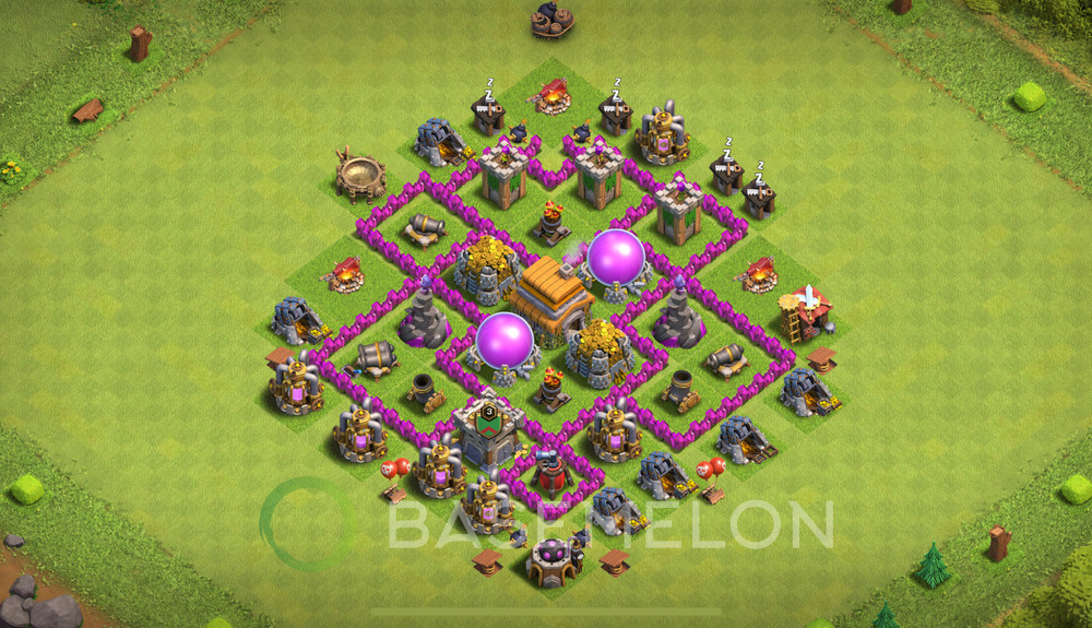 Town Hall Level 6 Farm Base Design 2025, Max Levels, Hybrid, Layout #497