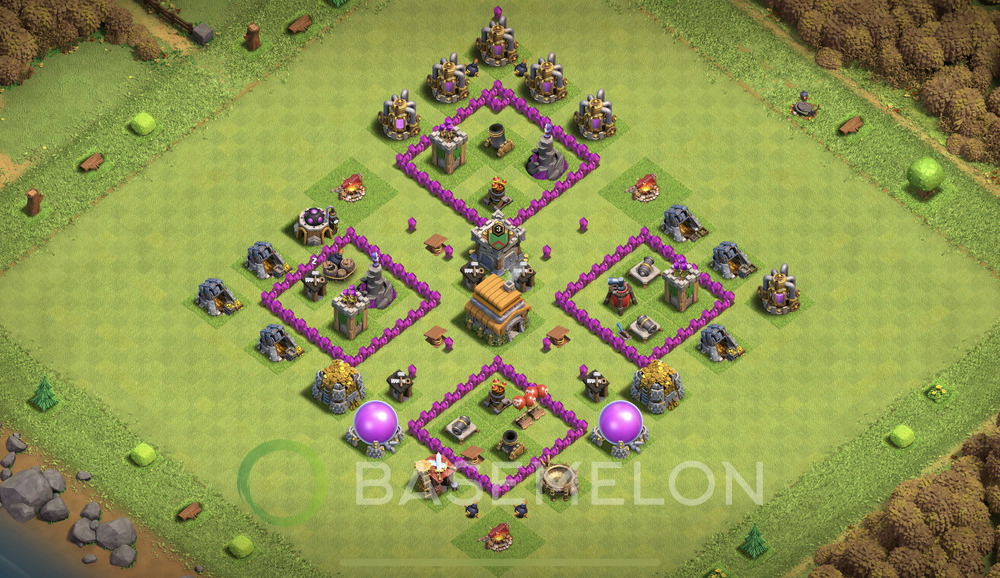 Town Hall Level 6 Trophy/Defense Base Design 2024, Anti 3 Stars, Anti Everything, Layout #559