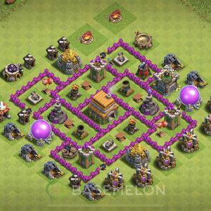 Rathaus Level 6 Verteidigung Base, Anti 3 Sterne, Anti Alles, Layout #655