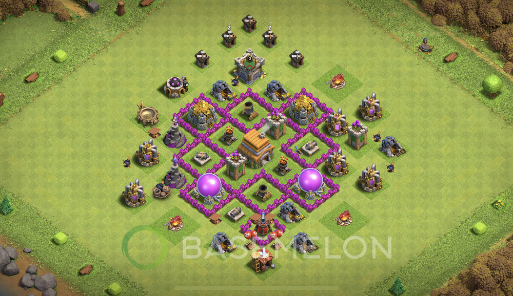 Town Hall Level 6 Trophy/Defense Base Design 2024, Anti Everything, Hybrid, Layout #852