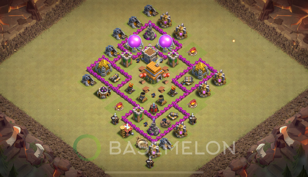 Town Hall Level 6 War Base Design 2025, Anti Everything, Hybrid, Layout #879