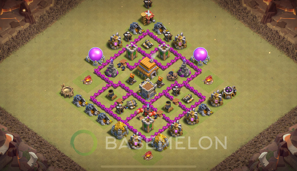 Town Hall Level 6 War Base Design 2025, Anti 2 Stars, Anti Air, Layout #900