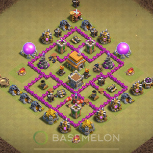 Town Hall Level 6 War Base Design 2025, Anti 2 Stars, Anti Air, Layout #900