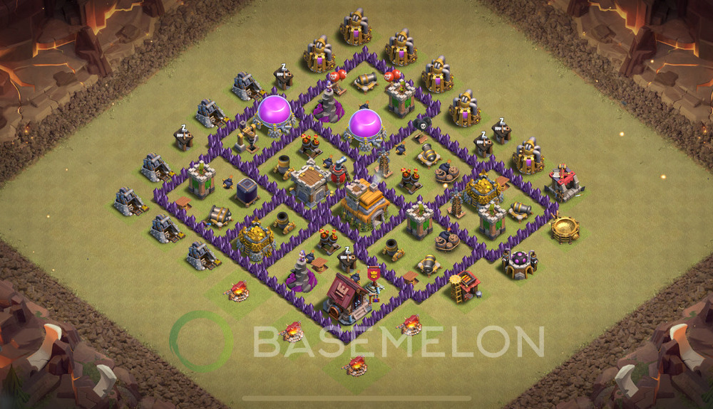 Town Hall Level 7 War Base Design 2024, Max Levels, Anti Everything, Layout #1089