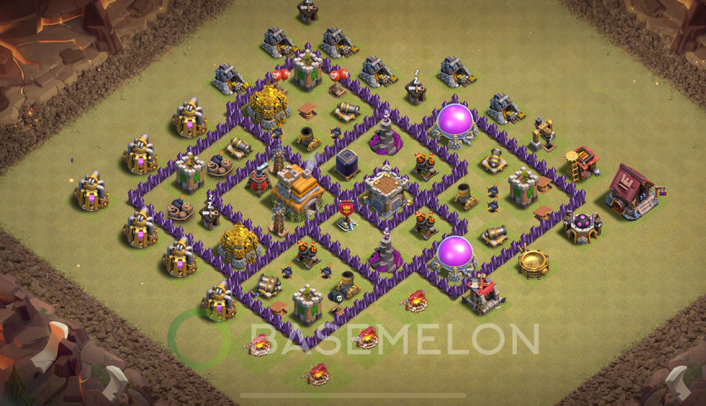 Town Hall Level 7 War Base Design 2025, Anti 2 Stars, Hybrid, Layout #1117