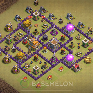 Town Hall Level 7 War Base Design 2025, Anti 2 Stars, Hybrid, Layout #1117