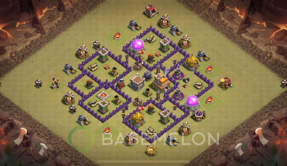 Town Hall Level 7 War Base Design 2025, Anti 3 Stars, Anti Air, Layout #1119