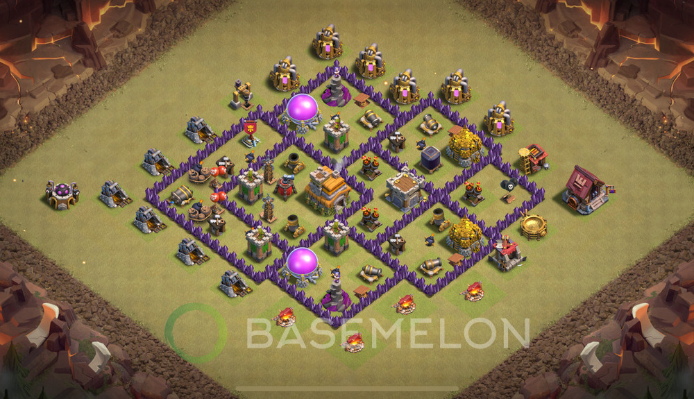 Town Hall Level 7 War Base Design 2025, Anti Air, Hybrid, Layout #1122