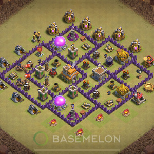 Town Hall Level 7 War Base Design 2025, Anti Air, Hybrid, Layout #1122