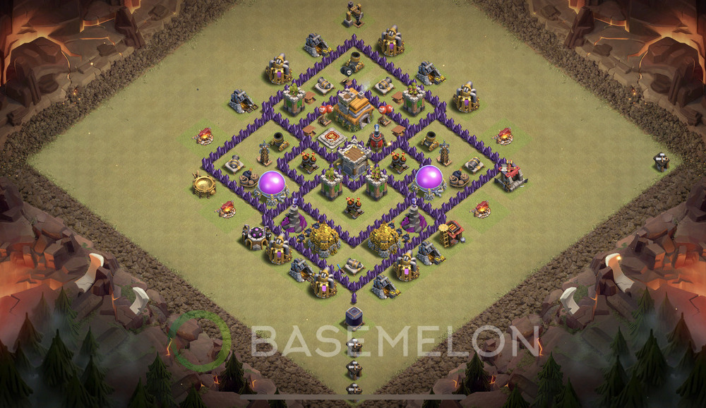 Town Hall Level 7 War Base Design 2024, Anti 2 Stars, Anti Air, Layout #1128