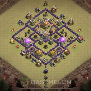 Town Hall Level 7 War Base Design 2025, Anti 2 Stars, Anti Air, Layout #1128